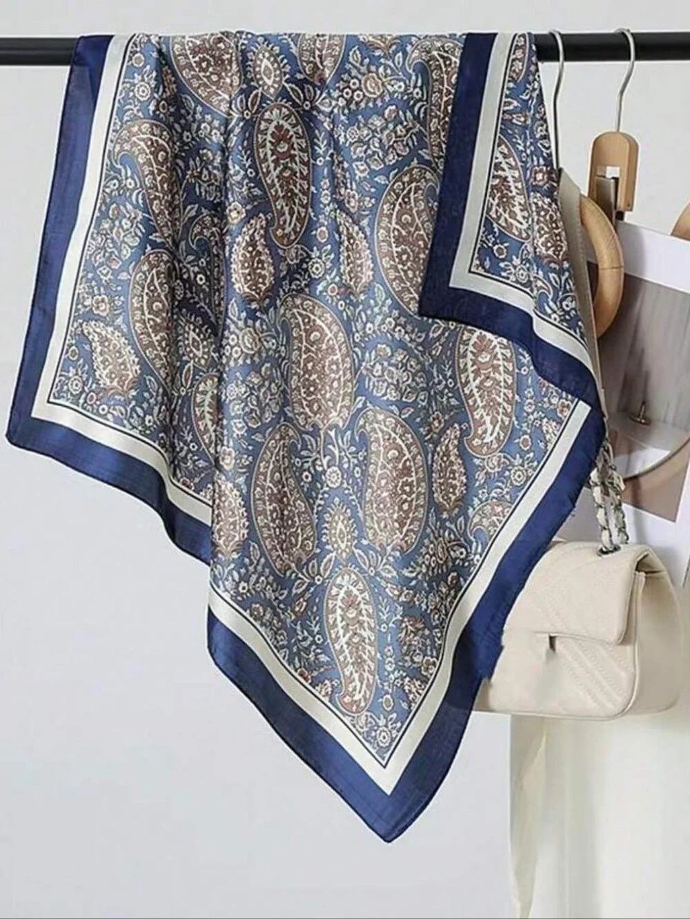 Blue Paisley Silk Scarf